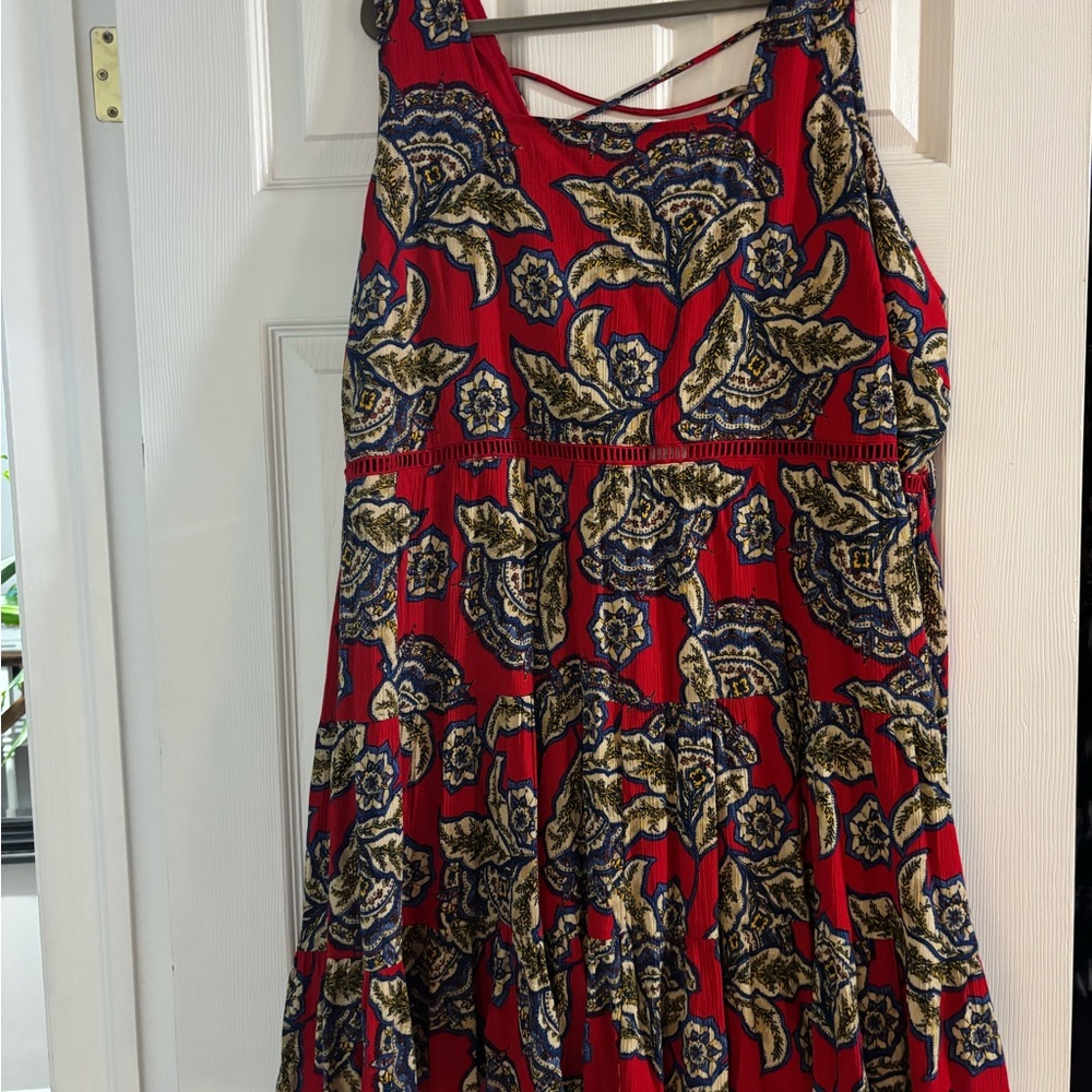 Maurices Red and Blue Floral Dress